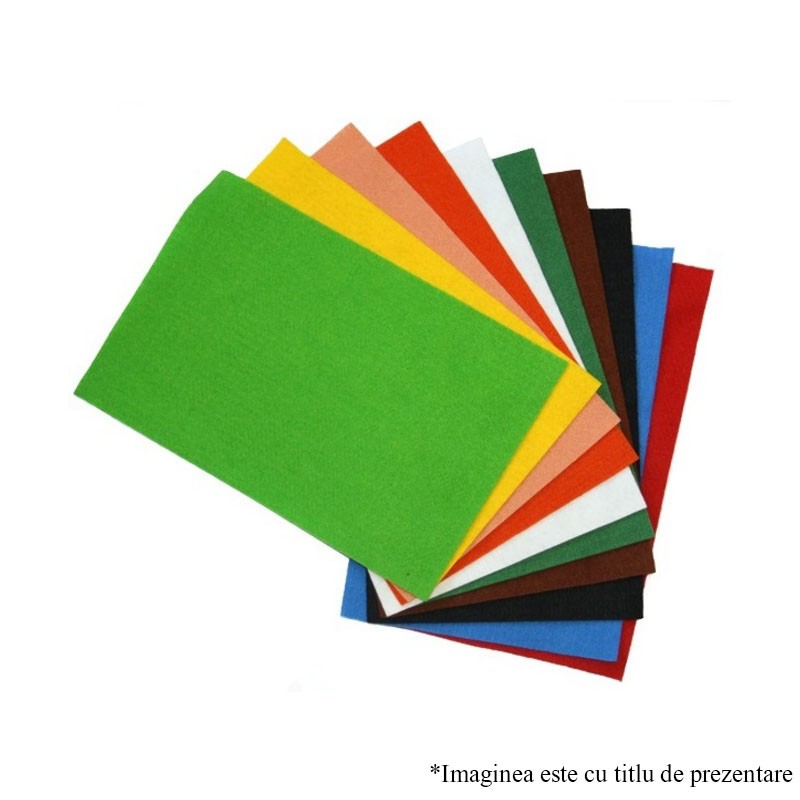 Material pasla fetru colorat format A4 Multicolor 10 bucati/set - imagine 13
